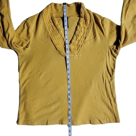 Rafaella Studio yellow long sleeve v-neck top sz L - Picture 11 of 14
